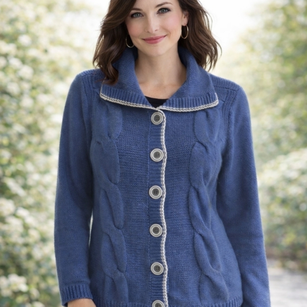 Croft and Barrow | Vintage Cable Knit Button Sweater